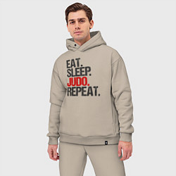 Мужской костюм оверсайз Eat sleep judo repeat, цвет: миндальный — фото 2