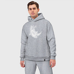 Мужской костюм оверсайз Портрет носорога, цвет: меланж — фото 2