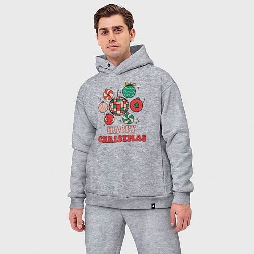 Мужской костюм оверсайз Happy Christmas / Меланж – фото 3
