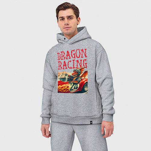 Мужской костюм оверсайз Dragon cool racer - ai art / Меланж – фото 3