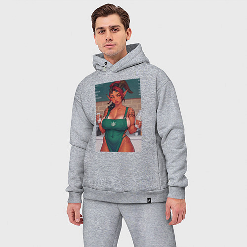 Мужской костюм оверсайз Карлах и кофе / Меланж – фото 3