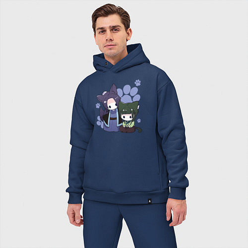 Мужской костюм оверсайз Джинши и Маомао / Тёмно-синий – фото 3