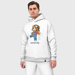 Мужской костюм оверсайз Плюшевый медвежонок летчик, цвет: белый — фото 2