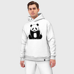 Мужской костюм оверсайз Грустная панда сидит, цвет: белый — фото 2