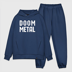 Мужской костюм оверсайз Надпись Doom metal, цвет: тёмно-синий