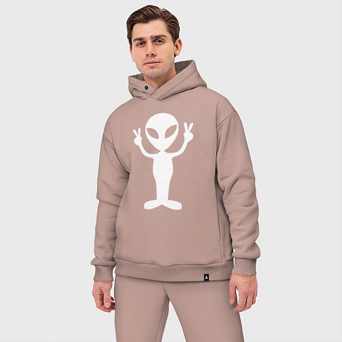 Мужской костюм оверсайз Peace alien / Пыльно-розовый – фото 3