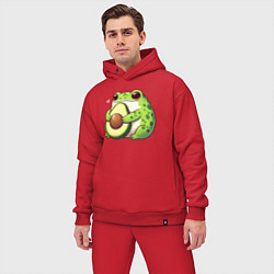 Мужской костюм оверсайз Лягушка обнимает авокадо, цвет: красный — фото 2