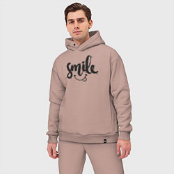 Мужской костюм оверсайз Funny smile, цвет: пыльно-розовый — фото 2