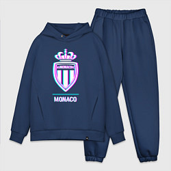 Мужской костюм оверсайз Monaco FC в стиле glitch, цвет: тёмно-синий