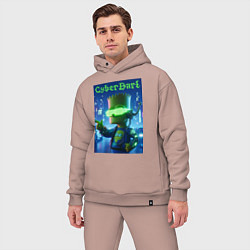 Мужской костюм оверсайз Cyber Bart - neon glow ai art, цвет: пыльно-розовый — фото 2
