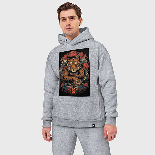 Мужской костюм оверсайз Боевой тигр Муай Тай / Меланж – фото 3