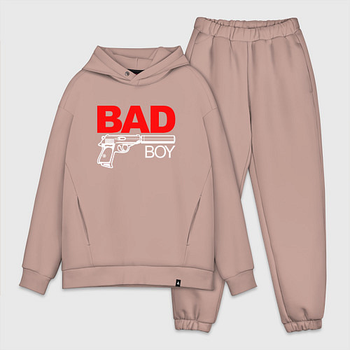 Мужской костюм оверсайз Bad boy - with gun / Пыльно-розовый – фото 1