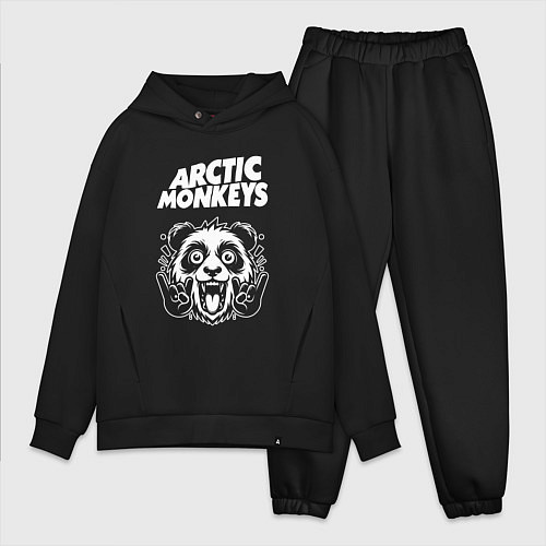 Мужской костюм оверсайз Arctic Monkeys rock panda / Черный – фото 1