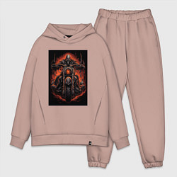 Мужской костюм оверсайз Скелет из ада едет на старом мотоцикле