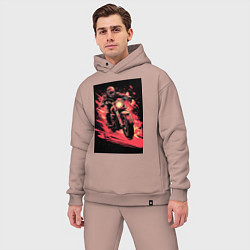 Мужской костюм оверсайз Мотокросс красные брызги, цвет: пыльно-розовый — фото 2