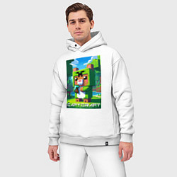 Мужской костюм оверсайз Capybara and Minecraft collaboration - ai art, цвет: белый — фото 2