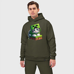 Мужской костюм оверсайз Kitten creeper collaboration - ai art, цвет: хаки — фото 2