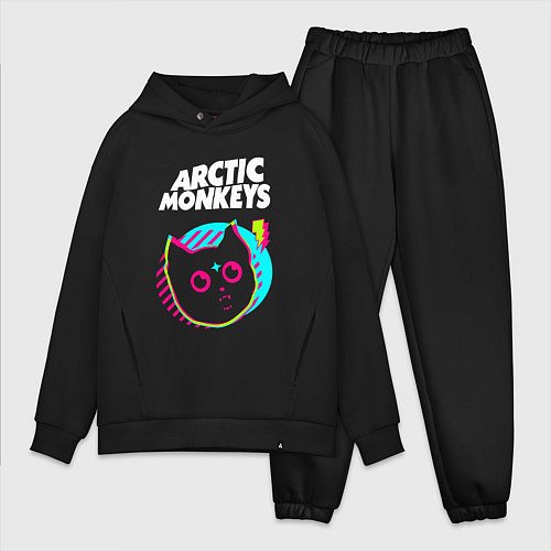 Мужской костюм оверсайз Arctic Monkeys rock star cat / Черный – фото 1