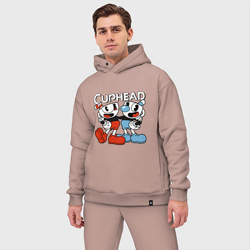 Мужской костюм оверсайз Cuphead and Mugman / Пыльно-розовый – фото 3