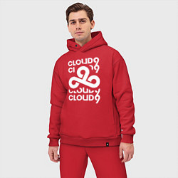 Мужской костюм оверсайз Cloud9 - in logo, цвет: красный — фото 2