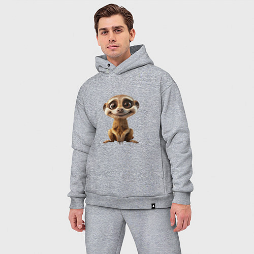 Мужской костюм оверсайз Сурикат в стойке / Меланж – фото 3