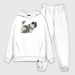 Мужской костюм оверсайз Милые друзья, цвет: белый