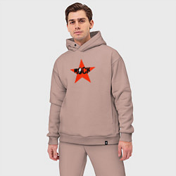 Мужской костюм оверсайз Rock star red white, цвет: пыльно-розовый — фото 2