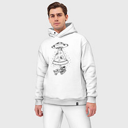 Мужской костюм оверсайз Космонавт и пицца, цвет: белый — фото 2