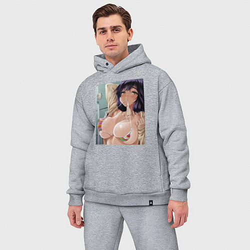 Мужской костюм оверсайз Ahegao секси / Меланж – фото 3