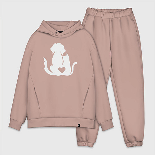 Мужской костюм оверсайз Cats and dogs love / Пыльно-розовый – фото 1