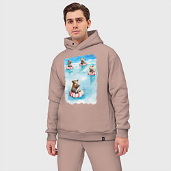 Мужской костюм оверсайз Капибара на море, цвет: пыльно-розовый — фото 2