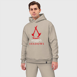 Мужской костюм оверсайз Assassins creed shadows logo, цвет: миндальный — фото 2