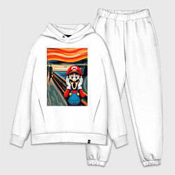 Мужской костюм оверсайз Марио кричит - мем нейросеть, цвет: белый