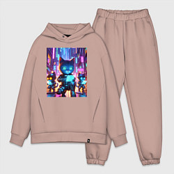 Мужской костюм оверсайз Продвинутые кибер котята - неоновое свечение