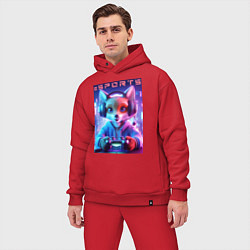 Мужской костюм оверсайз Funny fox - e sports ai art, цвет: красный — фото 2
