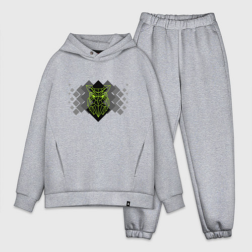 Мужской костюм оверсайз Сова мозаика геометрия / Меланж – фото 1