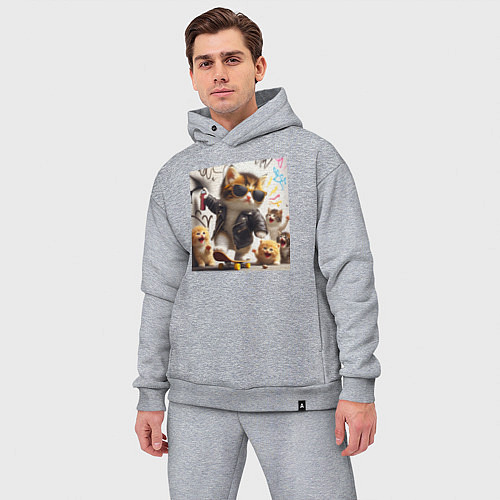 Мужской костюм оверсайз Кумир среди котят - граффити / Меланж – фото 3