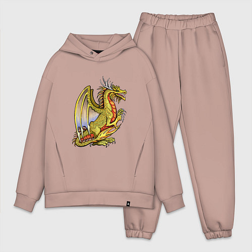 Мужской костюм оверсайз HOMM3 gold dragon / Пыльно-розовый – фото 1