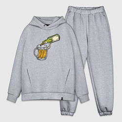 Мужской костюм оверсайз Наливаю пивко, цвет: меланж