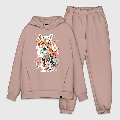 Мужской костюм оверсайз Лисий контур из цветов / Пыльно-розовый – фото 1