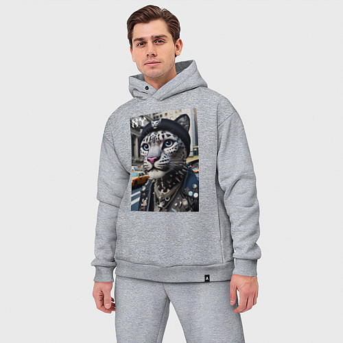 Мужской костюм оверсайз Леопард панк из Нью-Йорка - нейросеть / Меланж – фото 3