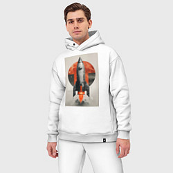 Мужской костюм оверсайз Постер ракеты, цвет: белый — фото 2