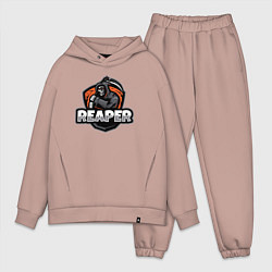 Мужской костюм оверсайз Reaper dead скелет, цвет: пыльно-розовый