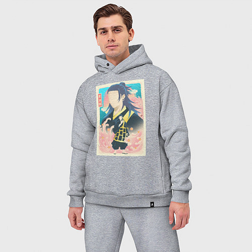 Мужской костюм оверсайз Магическая битва Кэндзяку камонаритоси / Меланж – фото 3