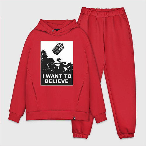 Мужской костюм оверсайз Тардис - я хочу верить / Красный – фото 1