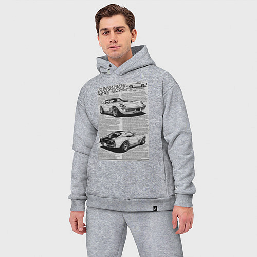 Мужской костюм оверсайз Chevrolet Corvette / Меланж – фото 3