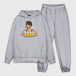 Мужской костюм оверсайз Девушка с пивом, цвет: меланж