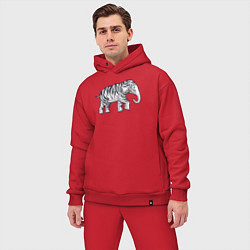 Мужской костюм оверсайз Тигриный слон, цвет: красный — фото 2