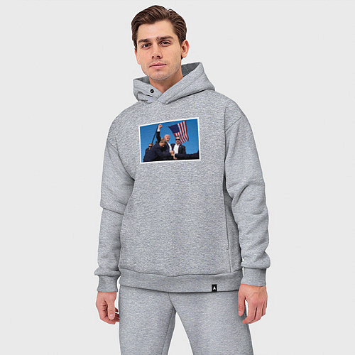 Мужской костюм оверсайз Дональд Трамп / Меланж – фото 3