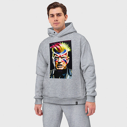 Мужской костюм оверсайз Панк Дональд Трамп - жесть / Меланж – фото 3